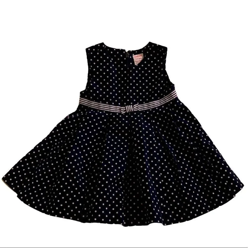Gymboree blue white polka dot dress 3-6 mo